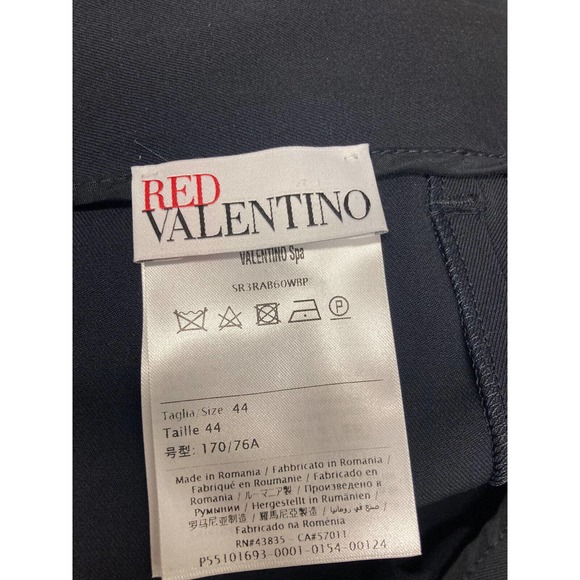 RED VALENTINO Navy Blue Wool Blend Straight Knee Length Skirt Size 44 US 8 - Picture 4 of 5